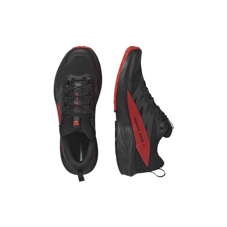 Salomon Sense Ride 5 Outdoor Comfortable Mesh Cushioning Slip-Resistant Durable Low-Top Trail Running Shoes Men sneaker Black 472143