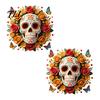 Reusable Floral Skull Stickers Day of The Dead Flower Static Sticker, Colorful Mexican Glass Sugar Halloween Decal, Waterproof PVC Removable Cling for