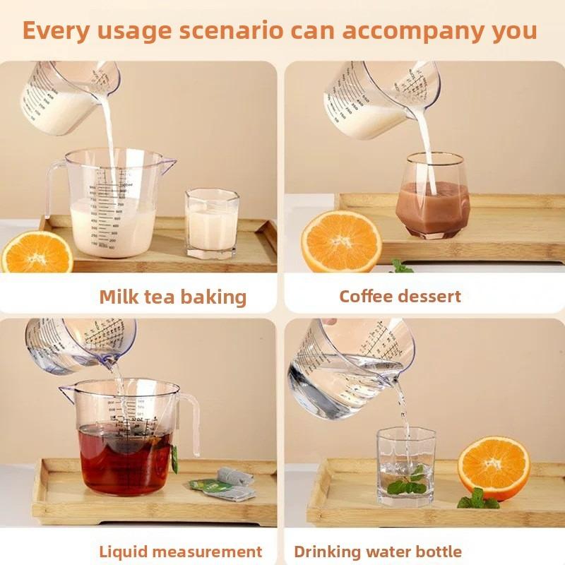 300/600/1000ml Measuring Cup Transparent Heat Resisting Plastic Milk Water Scale Measuring Jar Microwave Tool for Baking