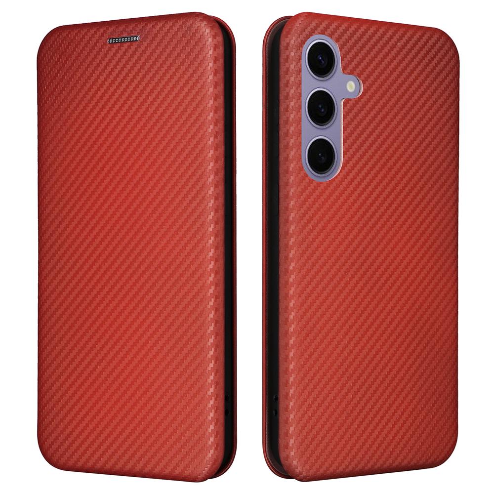 For Samsung Galaxy S25 Case Carbon Fiber Texture Drop-Proof PU Leather Phone Cover
