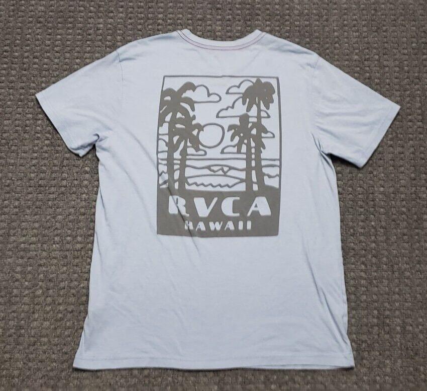 

RVCA Hawaii Powder Blue Винтажная футболка унисекс с красной строчкой