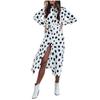 Women Leopard Chiffon Long Sleeve Printing Casual Party Vintage Boho Maxi Dress