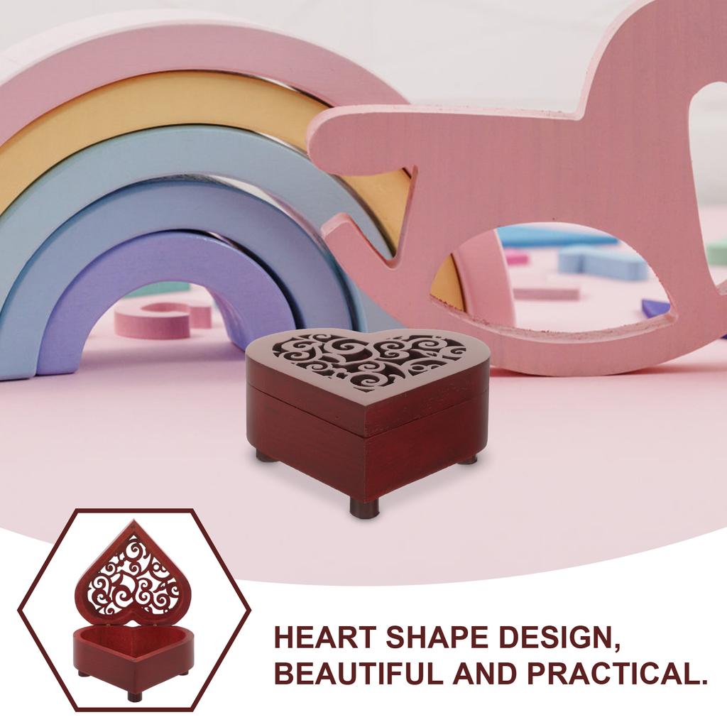 Music Box Accessories Heart Shaped Case Heart-shaped Wooden Party Gift Desktop Decor Man