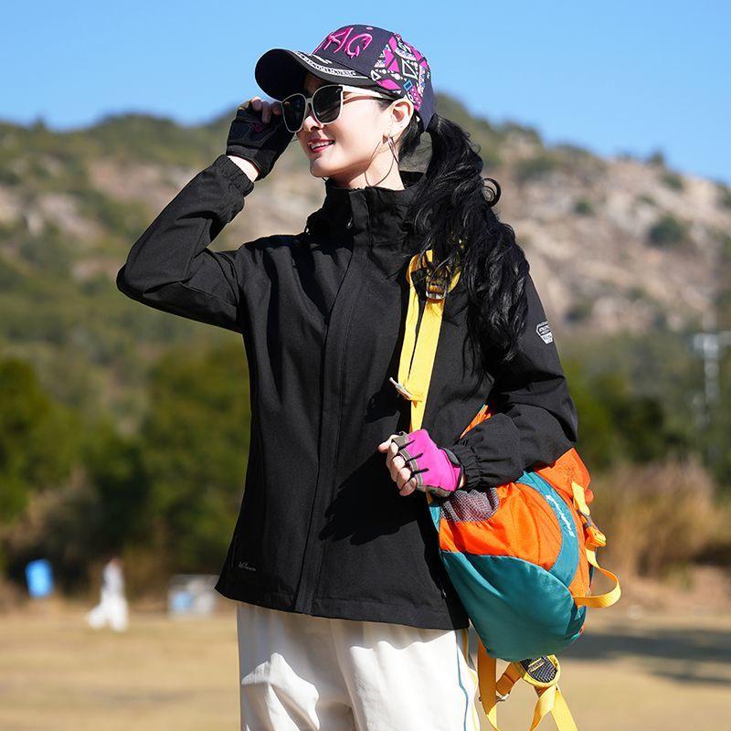 Spring Autumn Windproof Waterproof Running Jacket Women Hooded Detachable Sports Coat Windbreaker Outdoor