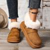 Fashion Casual Metal Buckle Decoration Thick Bottom Snow Boots Fashion Low Heel Boots Women Winter Warm Short Plush Shoes