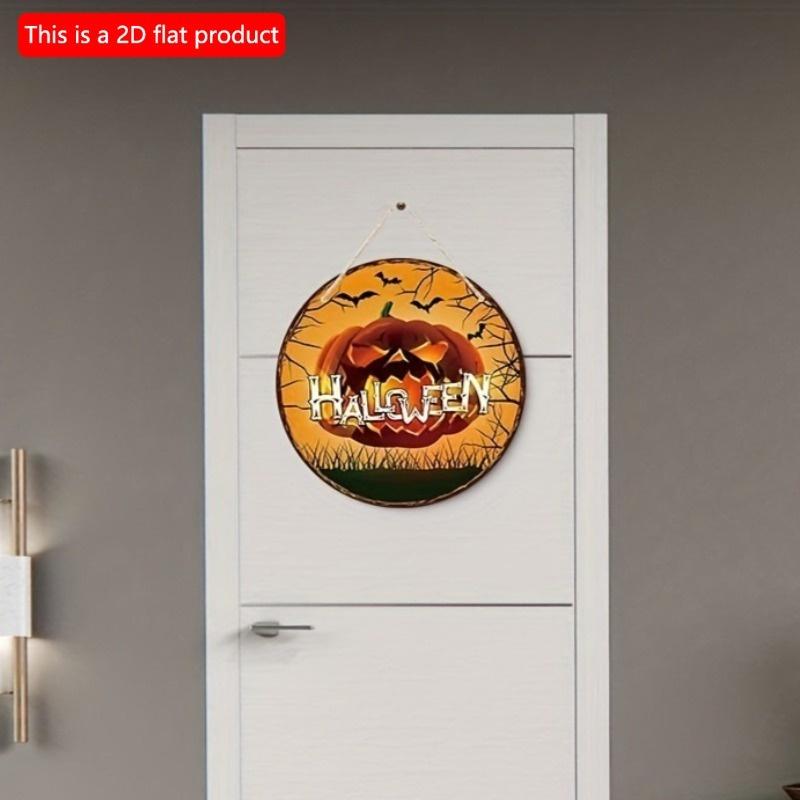 2d Flat 20*20cm, Halloween Home Decoration, Halloween Scary Pumpkin, Wooden Circular Decorative Logo, Creative Decorative Plaque, for Home, Kitchen