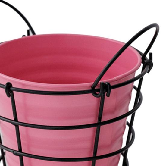 Storage Bucket with Iron Frame Hanging Planter Basket Balcony Flower Pot Hanger Home Decoration Vase with Handle for Living Room Courtyard