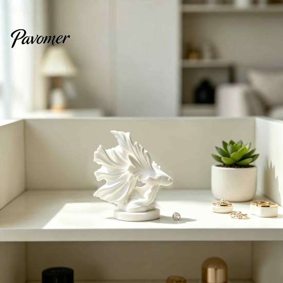 Graceful Fish Figurines Elegant Betta Sculpture Statue, 3D Printed Flowing Fins Sophisticated Display Pieces Figurine, Modern Art Ornament for Living