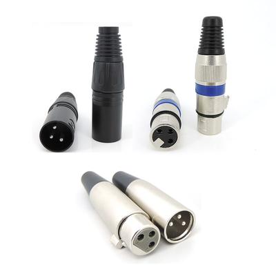 3pin 3 XLR Macho hembra plástico o metal negro plata enchufe toma de corriente de audio conjunto de conectores