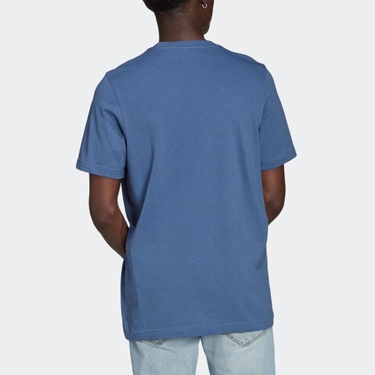 Adidas Originals Trefoil Logo Print Sports Crew Neck T-Shirt Men Tops Navy GN3467