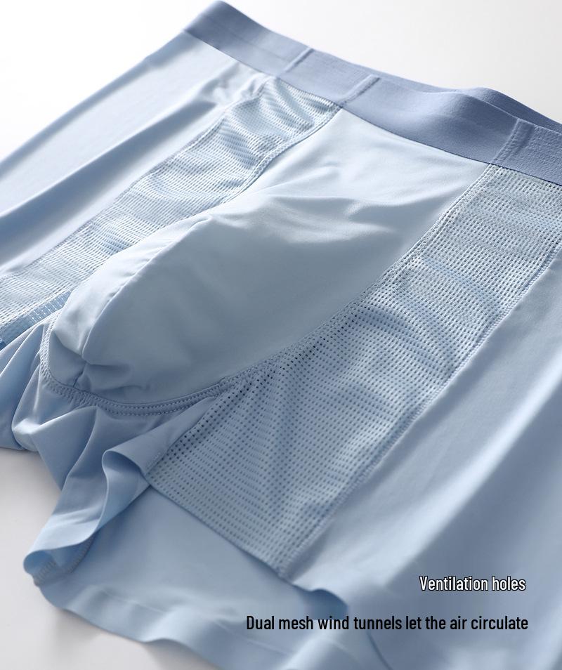 Men's Summer Ice Silk Seamless Briefs - 3-Pack, Breathable Mid-Rise Mesh Underwear