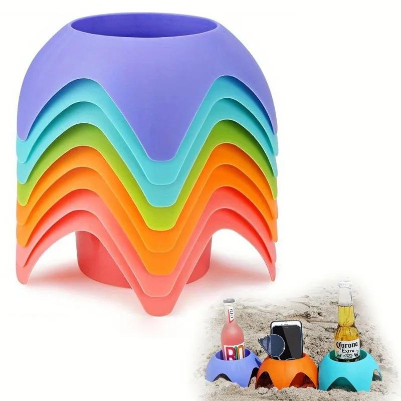 1pc/Set of 5 Mixed Color Beach Coasters - Plastic Trays for Drinks, Cell Phones and Accessories