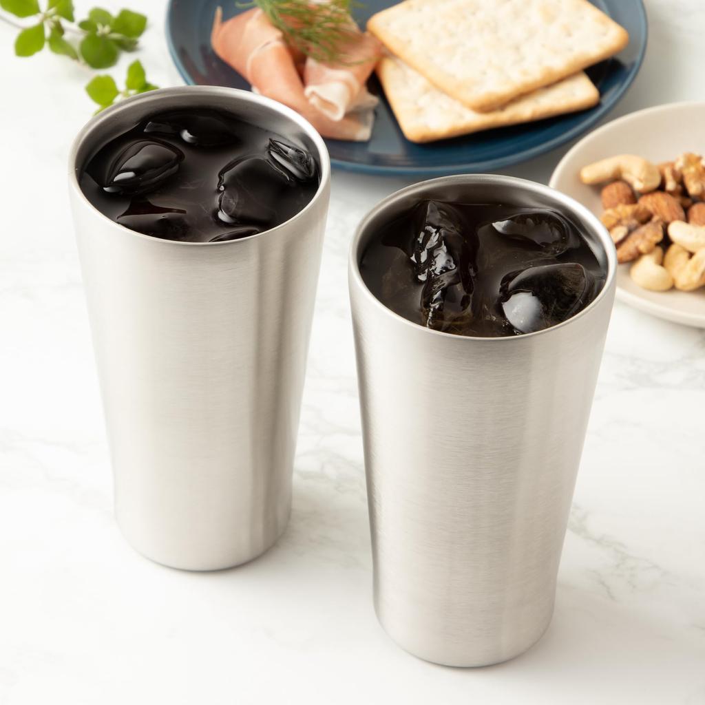 Maebata Luxe Pair of Thermo Plain 51218 Tumblers, & Plain, 340ml,