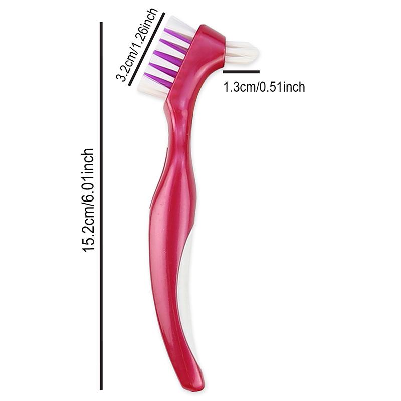 Denture Cleaning Brush Dual Heads Gum Cleaner For Men Women Multi-Layered Bristles False Teeth Brush Oral Cleaning Tools