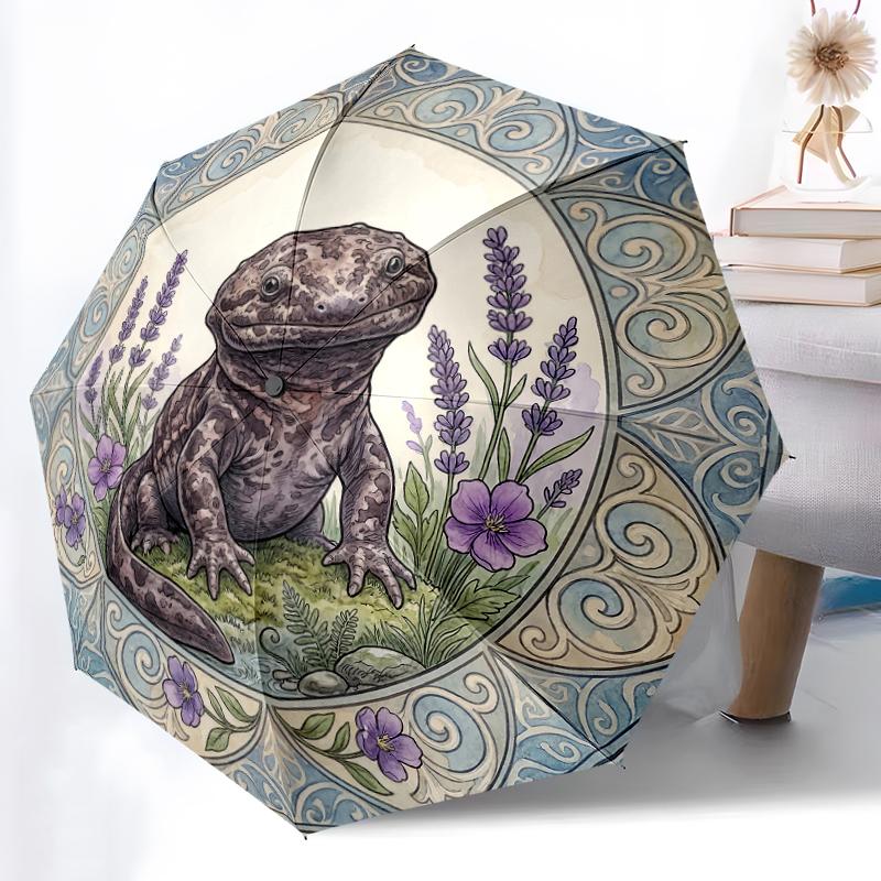 1pc Sturdy 8-Bone Auto Umbrella, Ancient Celestial Glow Umbrella, Digital Printed, Foldable Umbrella for On-the-Go Outdoor Use