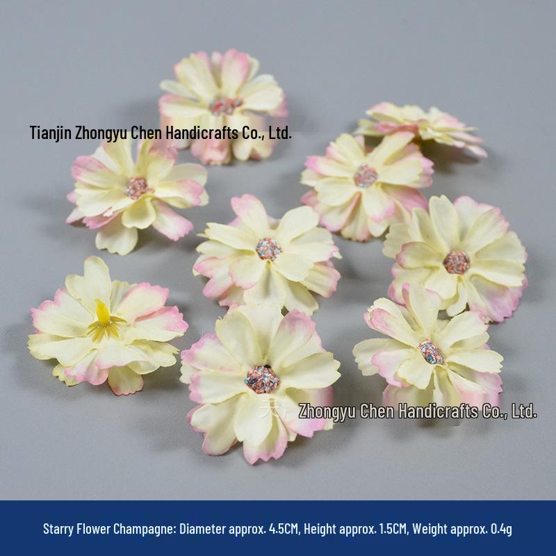 Champagne Silk Imitation Flowers for Hairpins, Hanfu Headdresses, Souvenirs, and Performance Accessories.