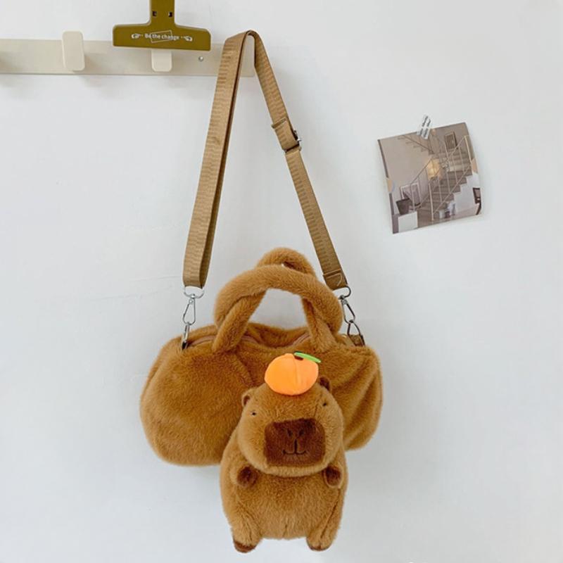Lovely Capybara Plush HandBag Kawaii Orange Capibara Toy Shoulder Bag Mobile Phone Bag Tote Bag Cute Children's Birthday Gift