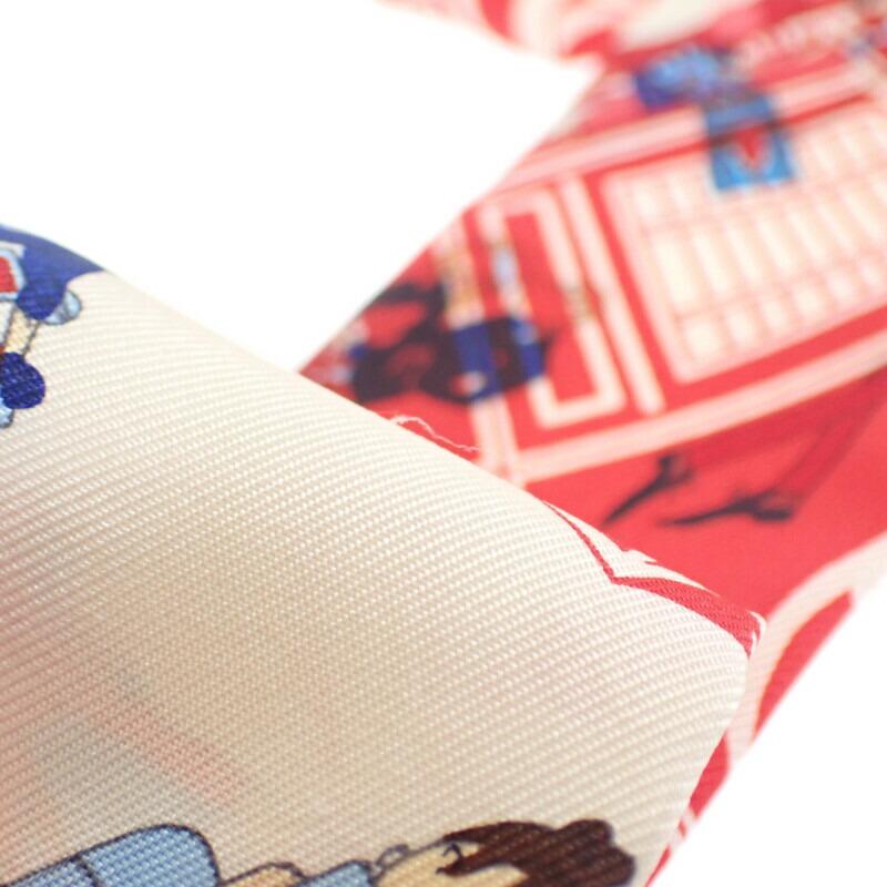HERMES   scarf Ivory/Red silk Women