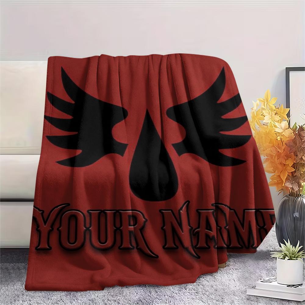 1PC Custom Name Blood Angels Patterned Flannel Blanket Suitable For All Seasons for Home Decor Warmth and Comfort Gifts Holiday Present