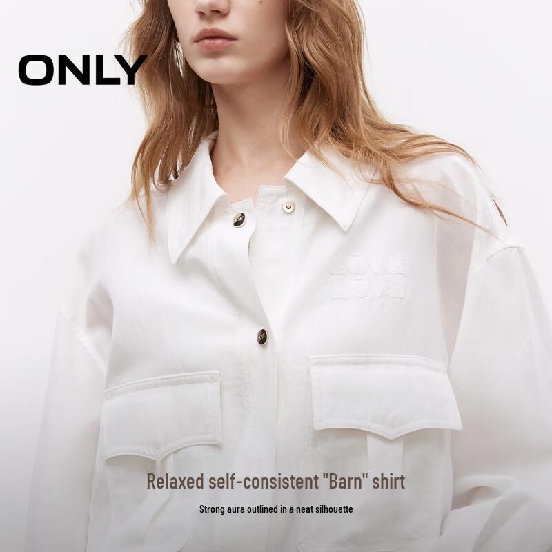 ONLY Women's Lapel Collar Loose Utility Cropped Jacket