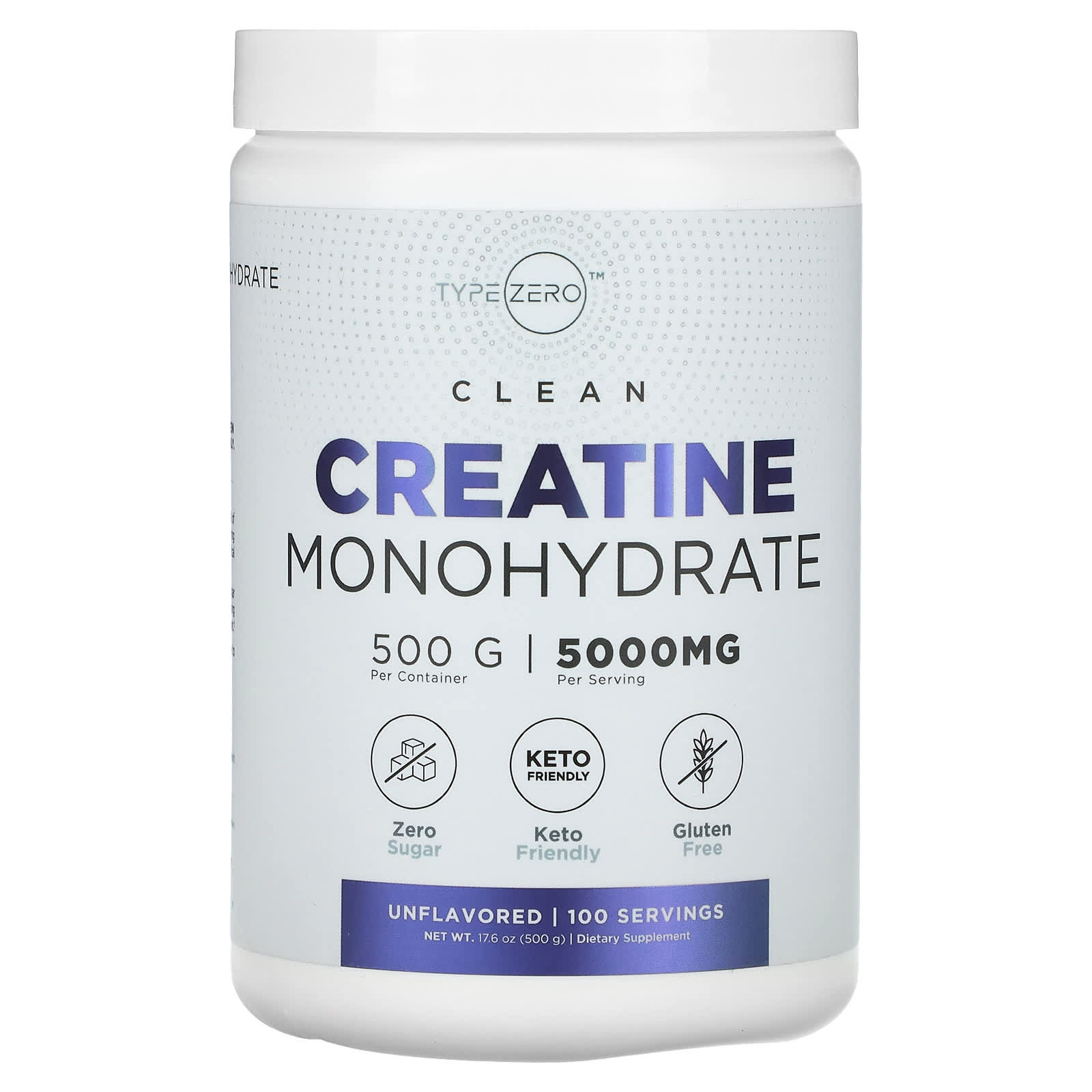

Clean, Creatine Monohydrate, Unflavored, 5,000Mg, 500G(17.6Oz)