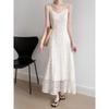 Lace Sling Dress Women Summer Embroidered Sweet Simple Basic Party Elegant Female Sleeveless Long Dress