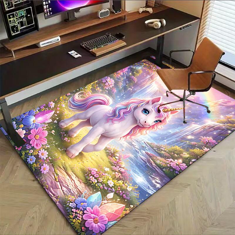 1PC Unicorn Fantasy Non-Slip Floor Carpet Compatible for Office&Living Room&Bedroom&Dining room - Flat - Weave Machine-S0363