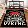 Viking Ship with Red Sun Design Non-slip Rug Suitable for Living Room and Bedroom Sofas