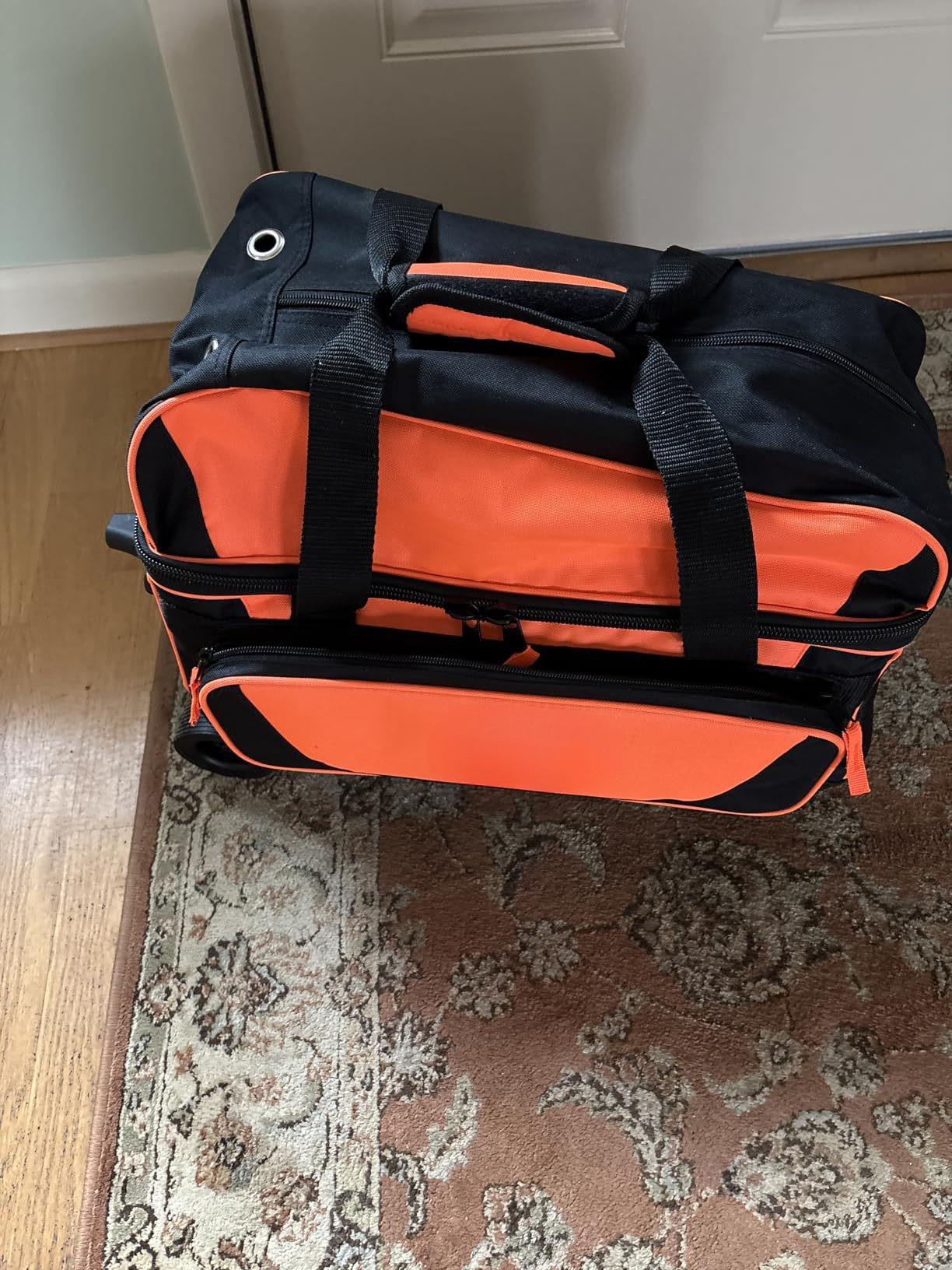 Wheeled Bowling Bag - Dual Ball Storage with Retractable Handle оранжевый