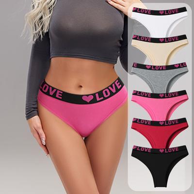 Lingerie Underwear Love Letter Printed Sexy Underwear Cute Comfortable Low Waist Briefs Pure Cotton Triangle Women Panties