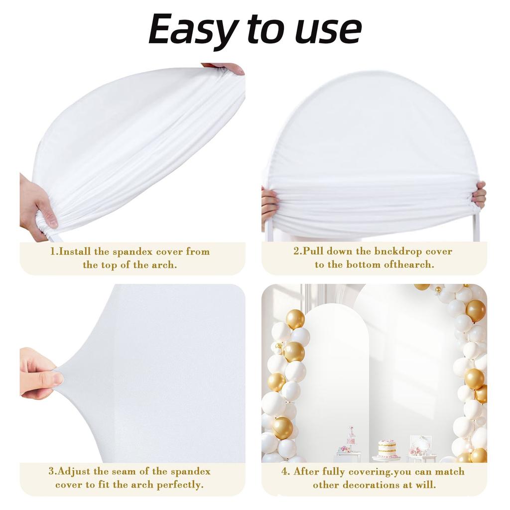 2 Set-7.2FT, 6FT Arch Backdrop Cover Spandex Wedding Arch Stand Covers for Bridal Shower Wedding Baby Shower Birthday Party
