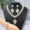 Elegant Floral Pearl Jewelry Set for Brides - Necklace, Earrings & Bracelet In Luxurious Style