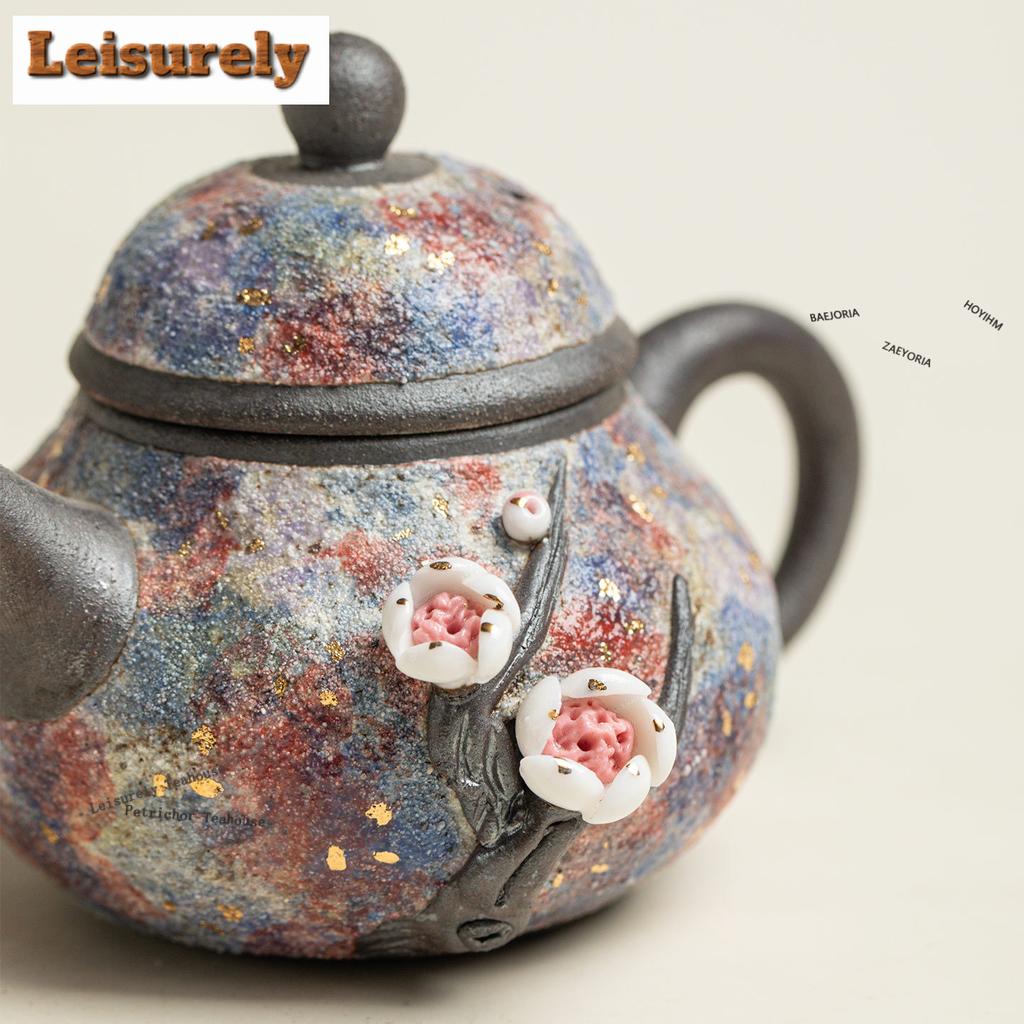 161ml Gold Plum Blossom Pear-shaped Teapot Zen Tea Infuser Pot Household Tea Making Kettle With Ball Hole Puer Cafes Decoration