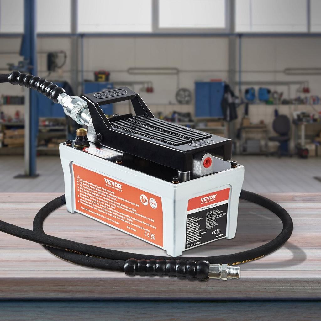 Air Hydraulic Pump, 10,000 PSI 1/2 Gal Reservoir, NPT 3/8" Oil Outlet, NPT 1/4" Inlet, 6.6 Ft Pipe, Foot Actuated Hydraulic Pump Air Treadle for Auto