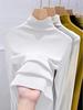 Versatile Women's Base Layer Shirt: Semi-High Neck, Ribbed, Brushed, Warm, Long-Sleeve T-shirt for Spring/Autumn.
