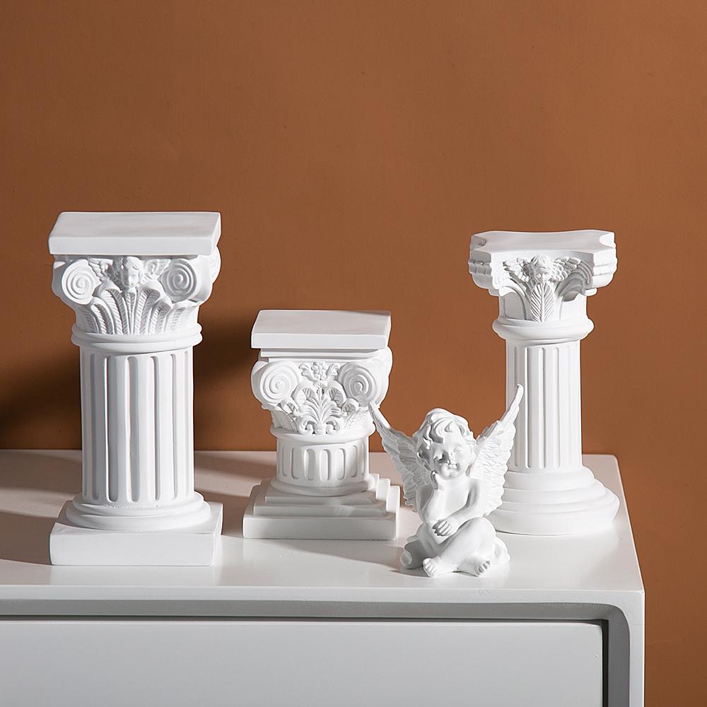 Scandinavian resin Roman column candlestick angel ornaments sculpture window sample room mini shooting props soft decorations