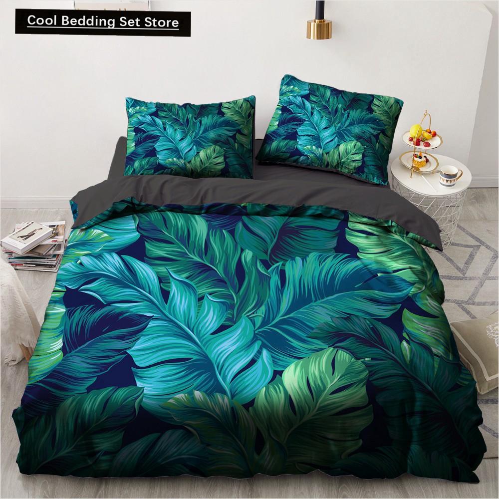 Blume Vogel Königin König Bettbezug Bunt Tropisch Floral Bettwäsche Set für Frauen Aquarell Pflanze 2/3tlg. Polyester Steppdeckenbezug