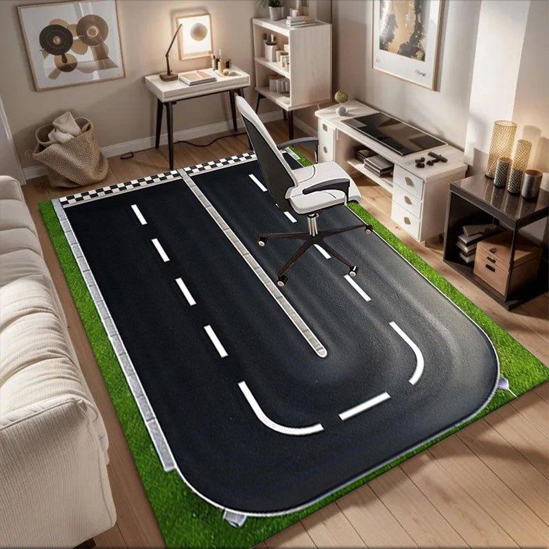 

Race Track Play Mat for Kids - Outdoor Fun, Safe & Durable Office Mat Perfect for Home Decor Office Desk Chair Rugs Chair Carpet for office 60cm by 90cm