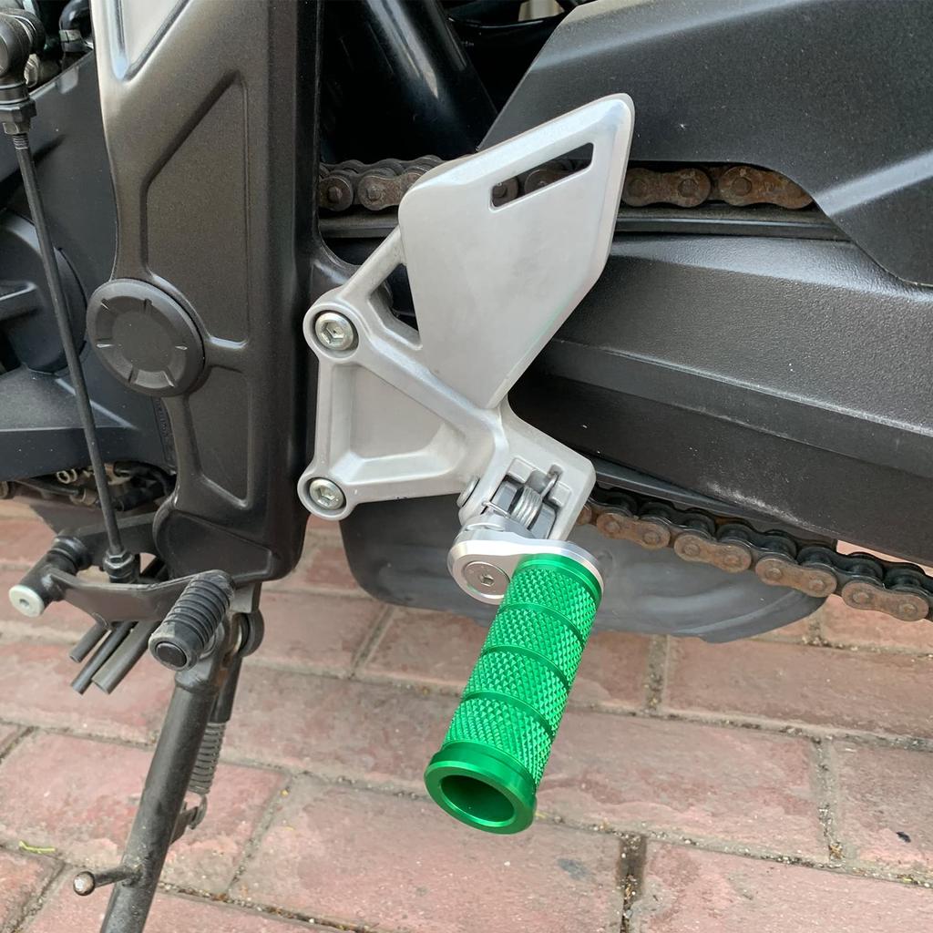 LEDISHUN Adjustable Step Bar Set for Kawasaki ZX-25R ZX-4R ZX-4RR Ninja 250 Ninja 400 Z250 Z400 (Green)