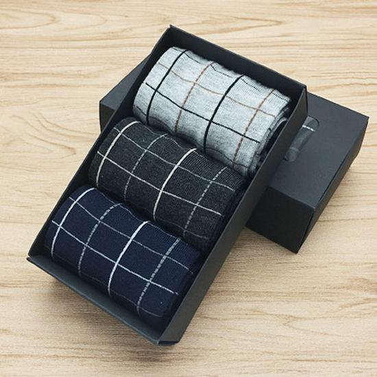 Men's Mid-Calf Boat Socks Gift Box: 3-Pair Set, Solid Colors, Spring & Autumn