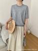 Crew neck mid-sleeved knitted top for women, loose and versatile basic bottoming shirt, factory wholesale