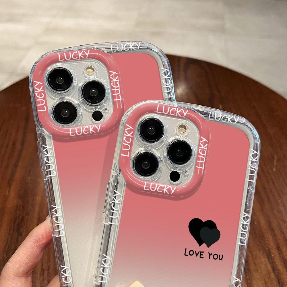 Black love applies to iPhone17ProMax mobile phone case 14 Apple 13 transparent 12/15 all-inclusive fine hole 16