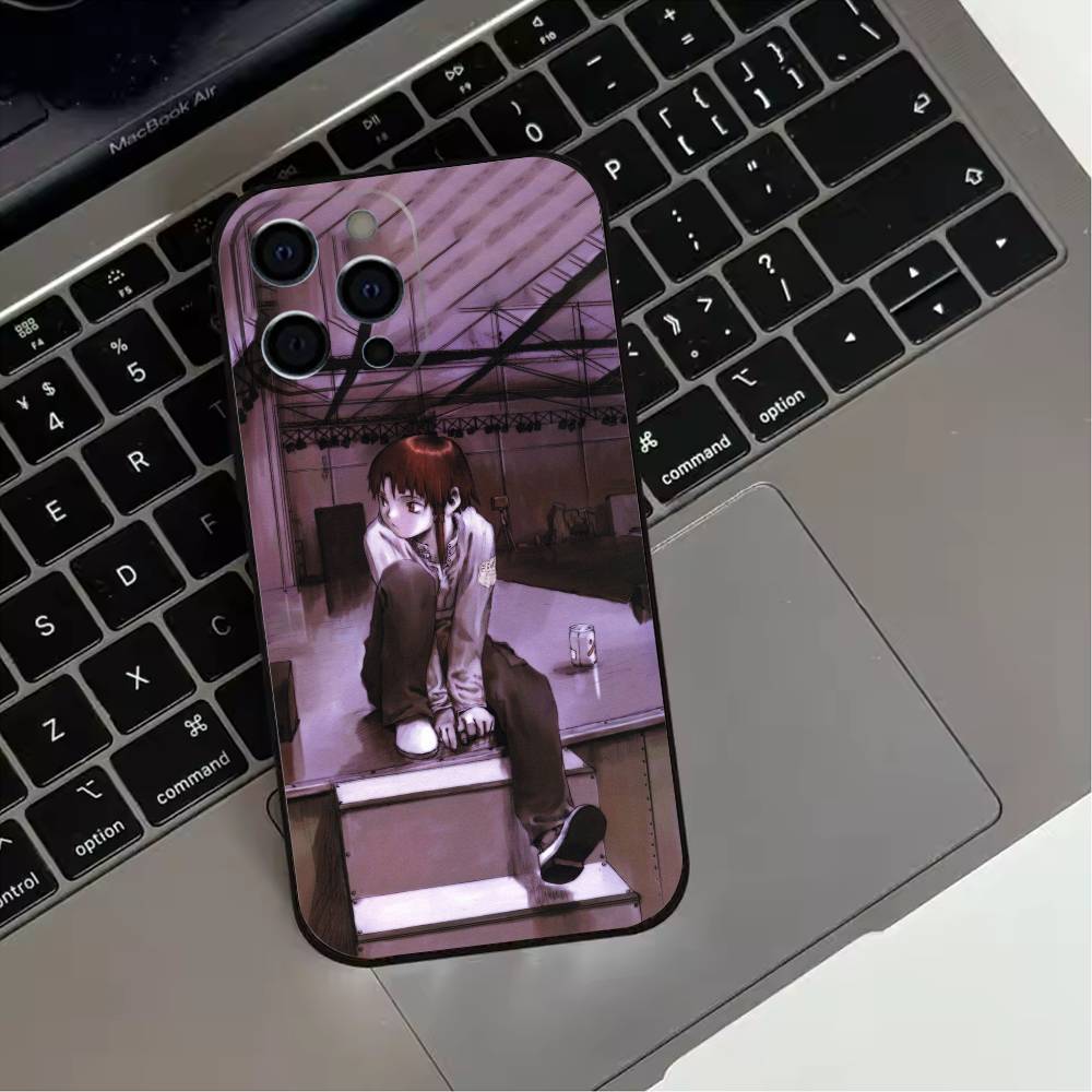 

S-Serial Experiments L-Lain Phone Case For iPhone 17,16,15,14,13,12,11 Plus,Pro Max,XS,Soft Silicone Black Cover iPhone12