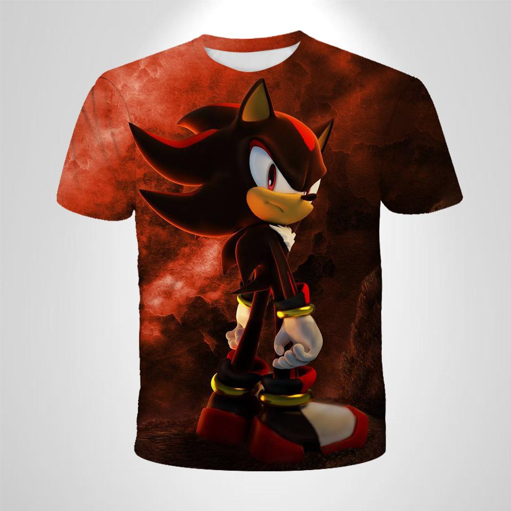 206 Sonic The Hedgehog Anime Boys' Breathable T-shirt Children's Fashion Clothing Casual Wear, Breathable Thin Style, Unisex Top