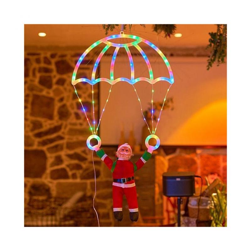 LED-Dekoration Mit Weihnachtsmann-Fallschirm, USB-Betriebene Fernbedienung, Für Den Innen- Und Außenbereich Geeignet, Ideal Für Weihnachtsfeiern Zu