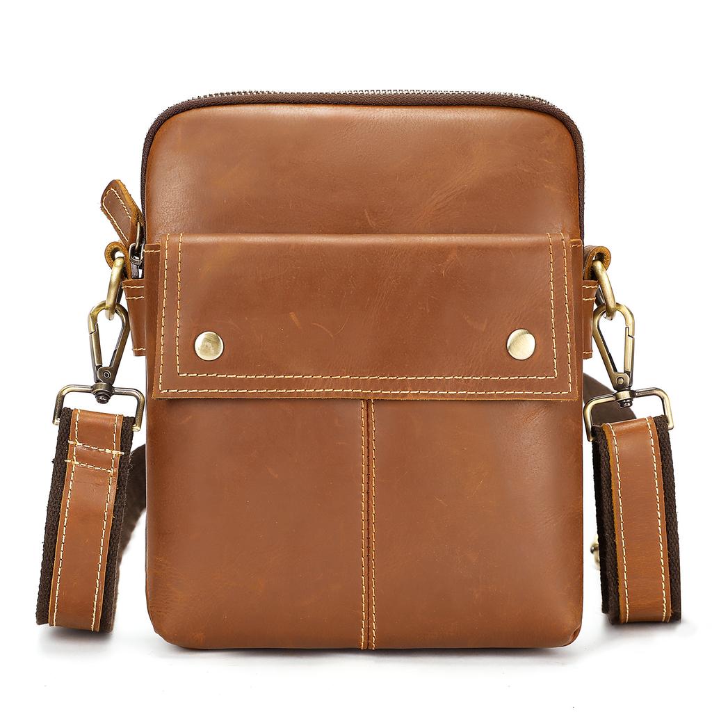 Umhängetasche Vielseitige Retro-Einzel-Schultertasche Modische Freizeittasche aus echtem Leder mit großem Fassungsvermögen