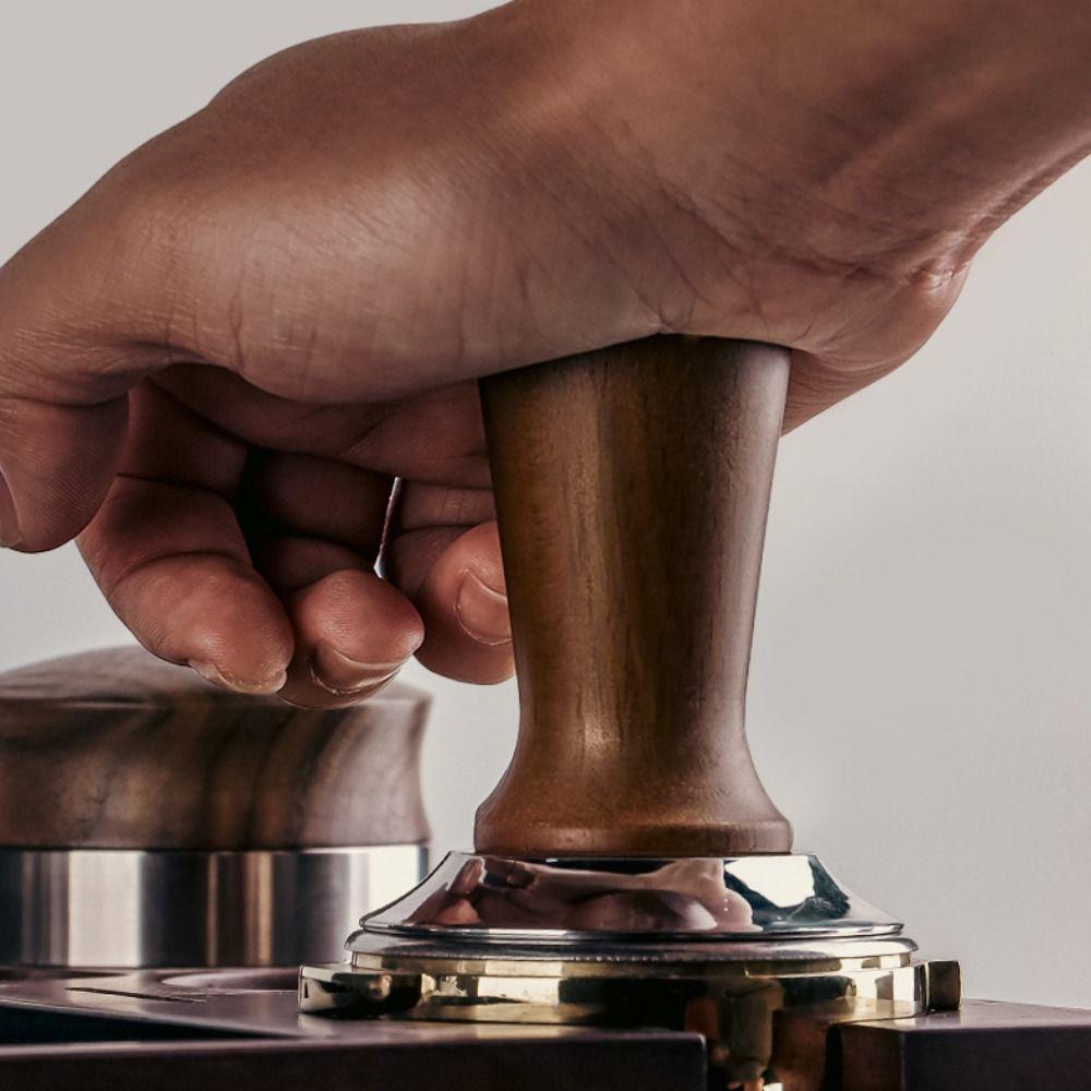Wooden Handle Coffee Tamper Stainless Steel Base Barista Tool Pressure Hammer  Professional Use