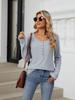 Elegant and Fashionable Autumn and Winter Comfortable Round Neck Striped Color Blocking Long Sleeve Loose T-Shirt Top Pullover Hoodies