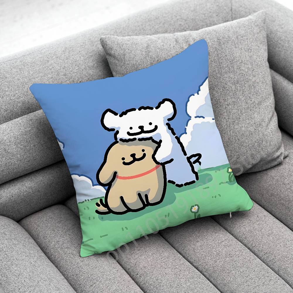 Korea Line Puppy Maltese Dog Throw Pillow Case For 30x30cm 40x40cm 45x45cm 50x50cm 55x55cm Square Sofa Pillowcase Shell