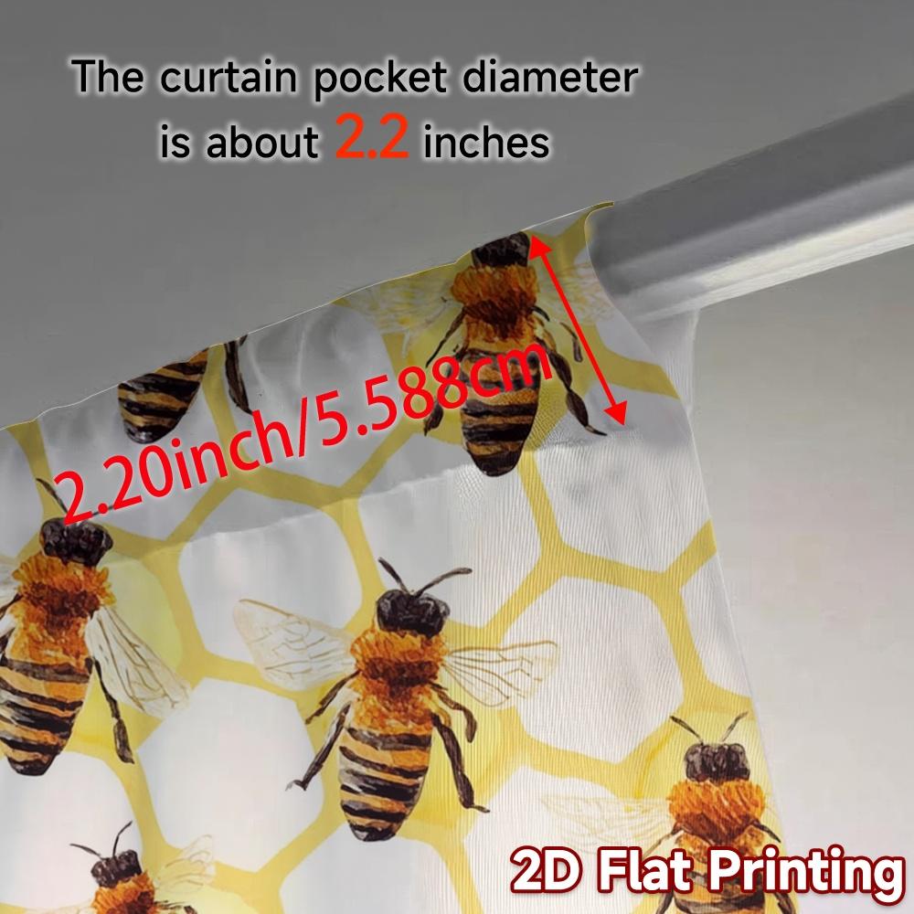 2pcs, 2D FLAT PRINTING Curtains (Without Rod) BeeHivePattern Popular Minimalist Curtains Polyester Easy Install Curtains